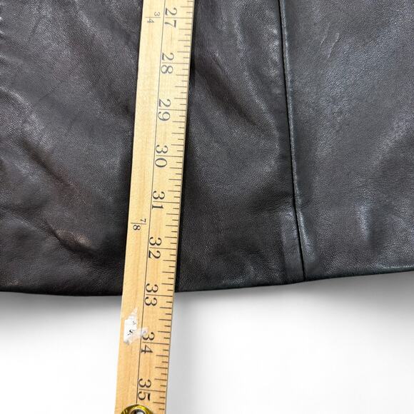 Vintage 90s Guess Genuine Leather Longline Blazer Coat‎ Jacket Black Medium Y2K - Picture 13 of 13